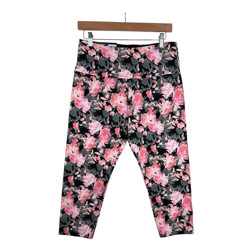 Casablanca Women's Waist Contouring Capri Leggings Floral Print Size Medium Pink